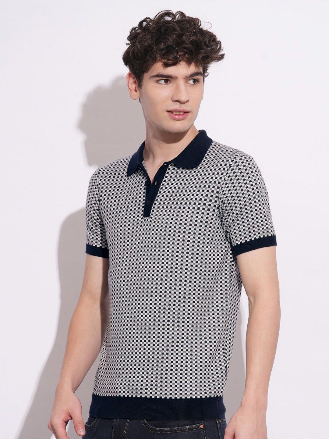 Being Human Men Checked Polo Collar T-shirt