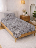 KLOTTHE Brown Geometric 300 TC Single Bedsheet with 1 Pillow Covers