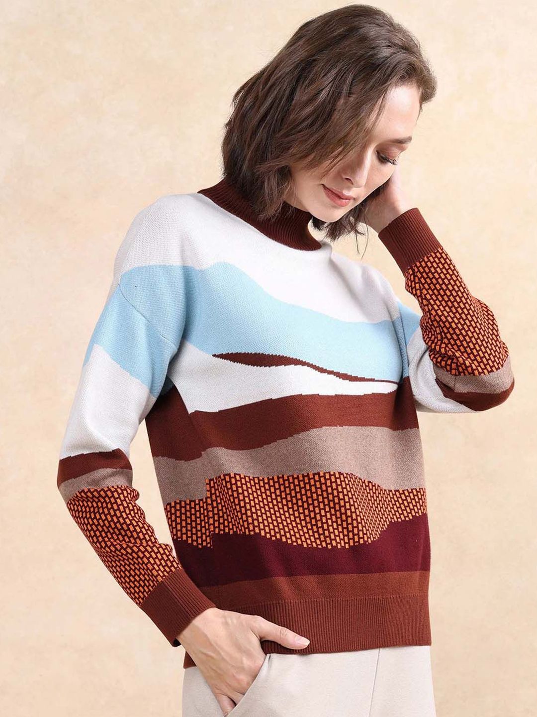 Rareism Women Colourblocked Cotton Top
