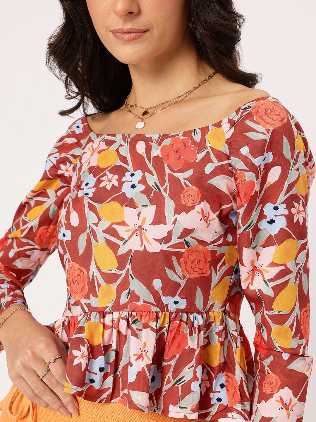 DressBerry Floral Frenzy Peplum Top