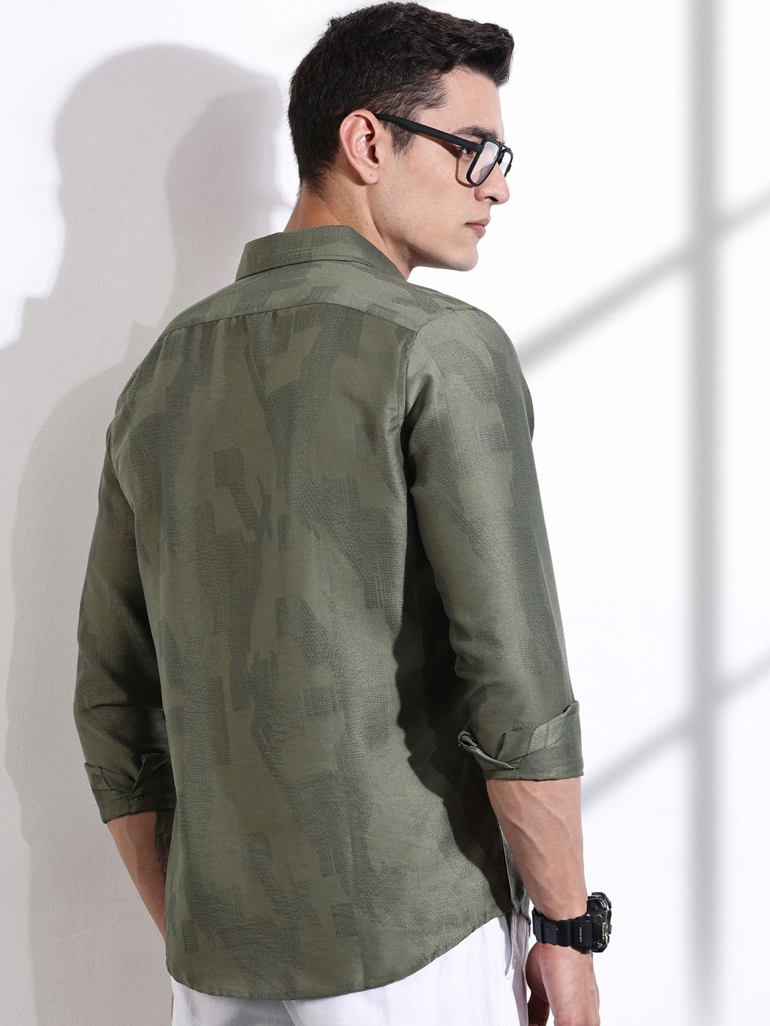 Thomas Scott Men Classic Slim Fit Opaque Casual Shirt
