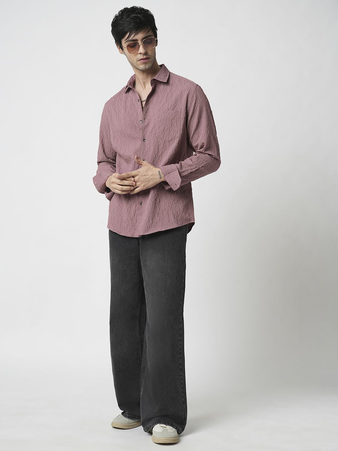 VASTRADO Men Classic Spread Collar Solid Slim Fit Casual Shirt