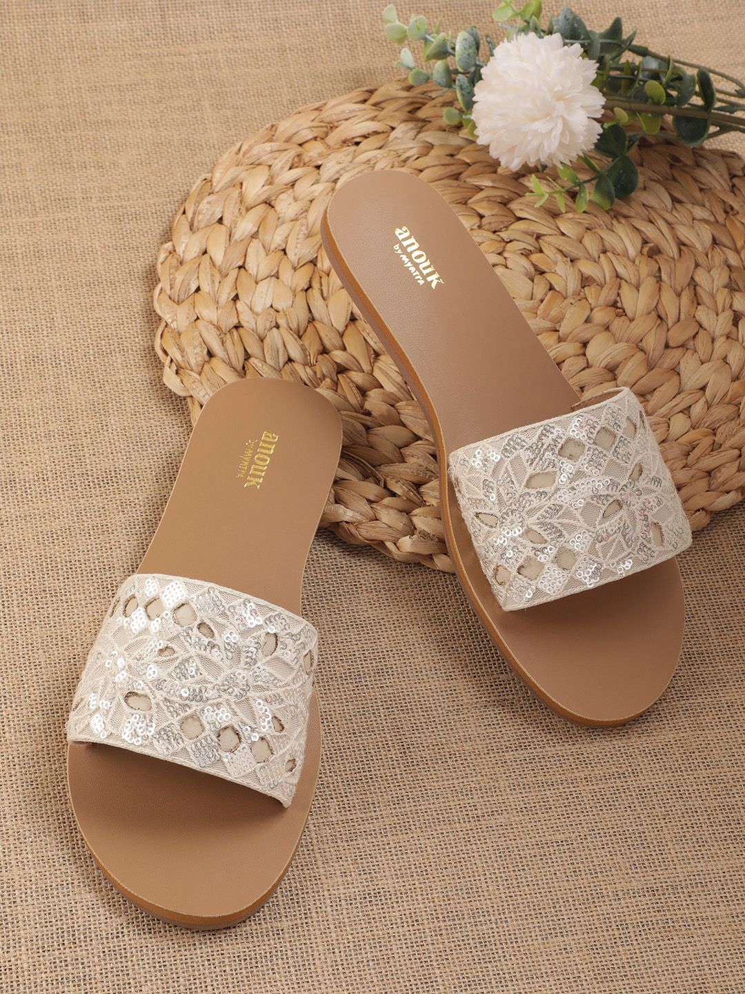 Anouk Women Embroidered Open Toe Flats
