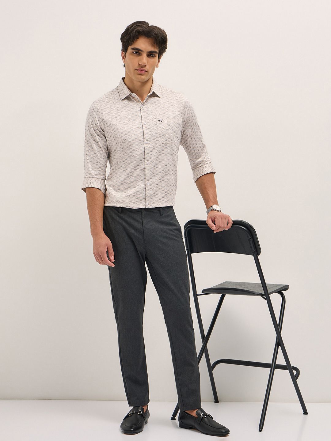 THE BEAR HOUSE Men Tailored Fit Opaque Printed Formal Shirt
