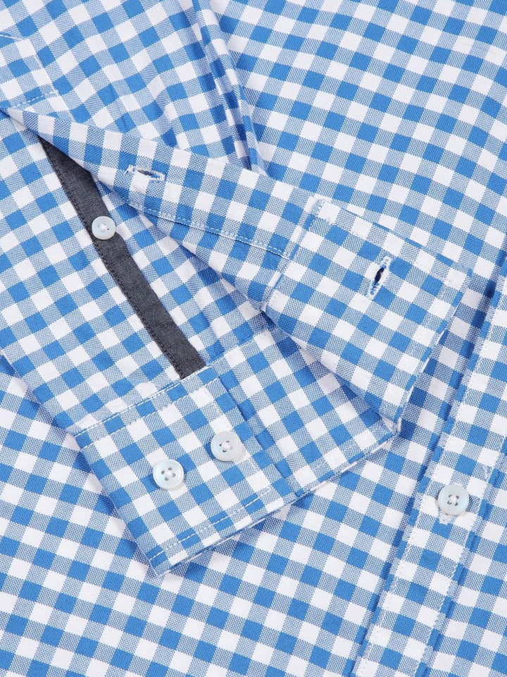 Thomas Scott Men Cotton Classic Slim Fit Gingham Checks Opaque Checked Casual Shirt