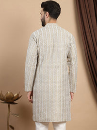 Anouk Mandarin Collar Lengan Panjang Sulam Cotton Kurta
