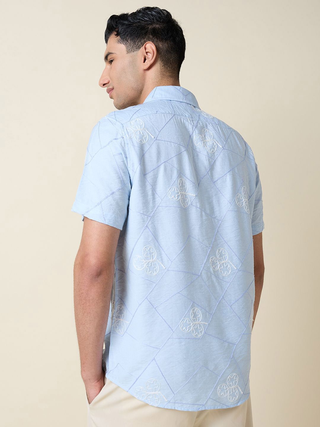 Thomas Scott Men Embroidered Regular Fit Casual Shirt