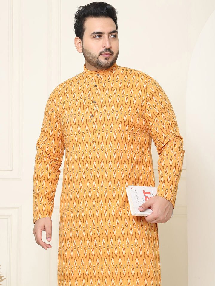 SOJANYA PLUS Geometric Printed Mandarin Collar Pure Cotton Straight Kurta with Pyjamas
