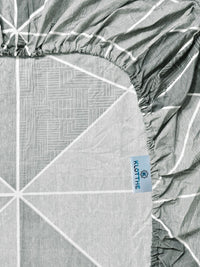 KLOTTHE Grey Geometric 300 TC Cadar Katil King dengan 2 Sarung Bantal