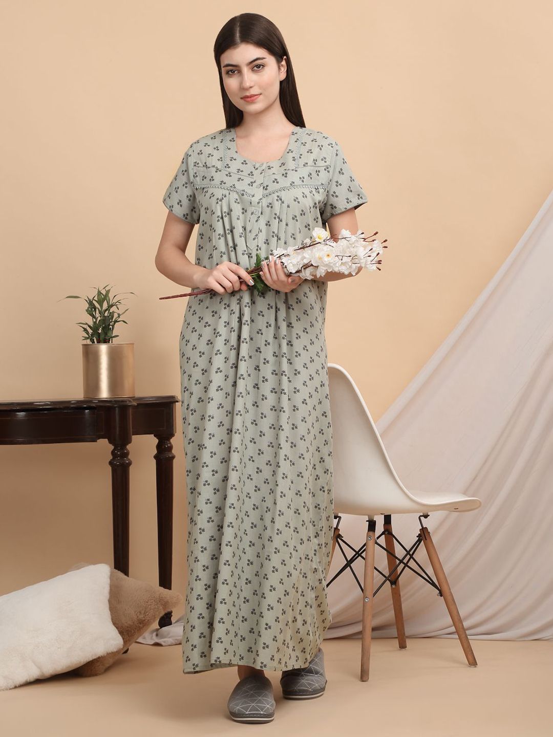Sweet Dreams Women Floral Printed Maxi Nightdress