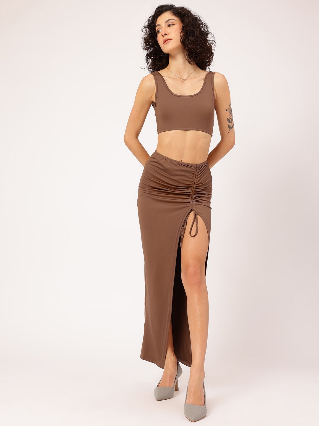 DressBerry Hot Girl Summer High Slit Ruched Co-Ords