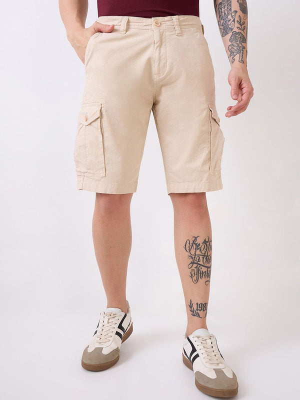 Spykar Men Cargo Mid-Rise Shorts