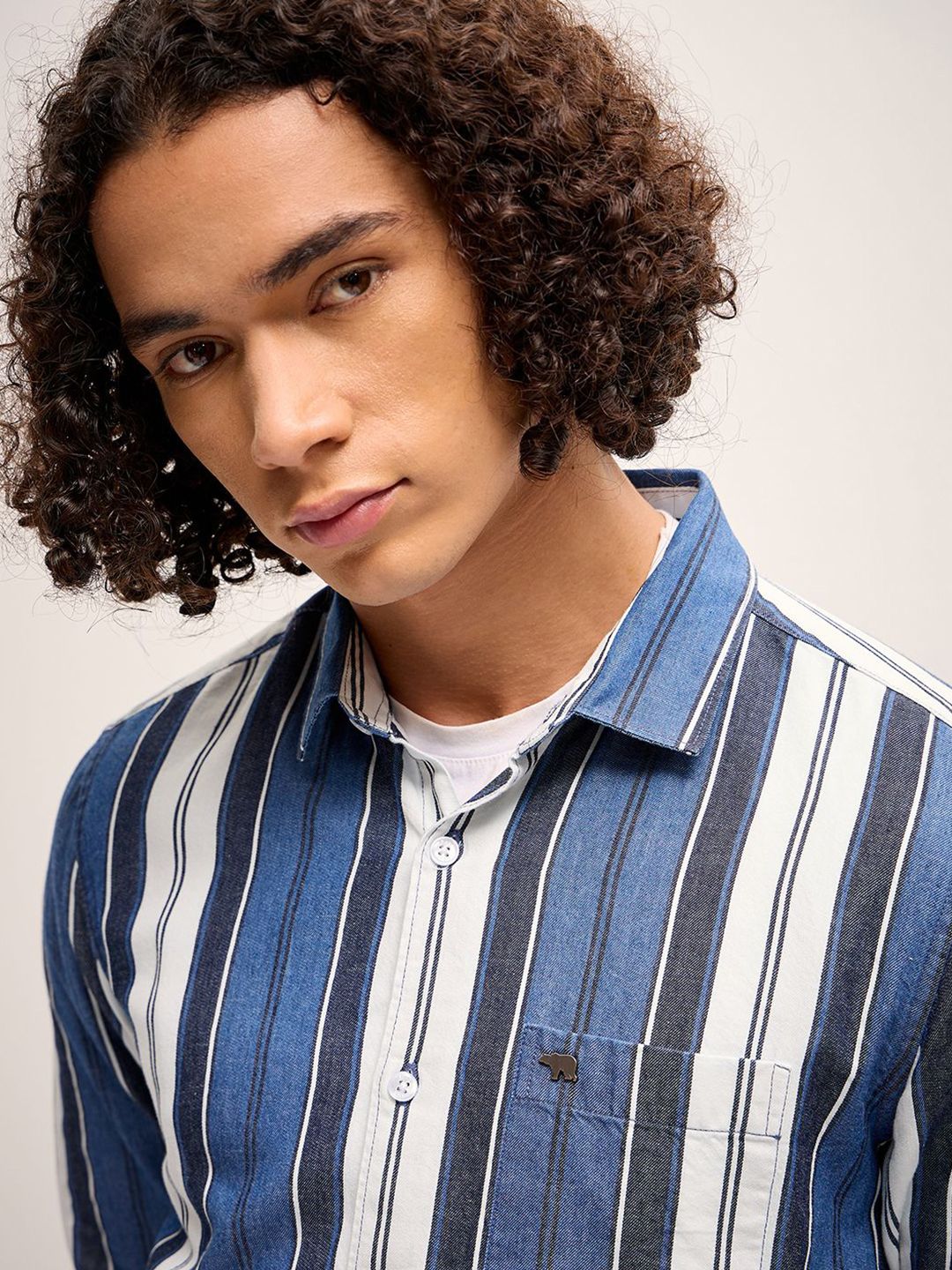 THE BEAR HOUSE Men Striped Slim Fit Cotton Casual Shirt