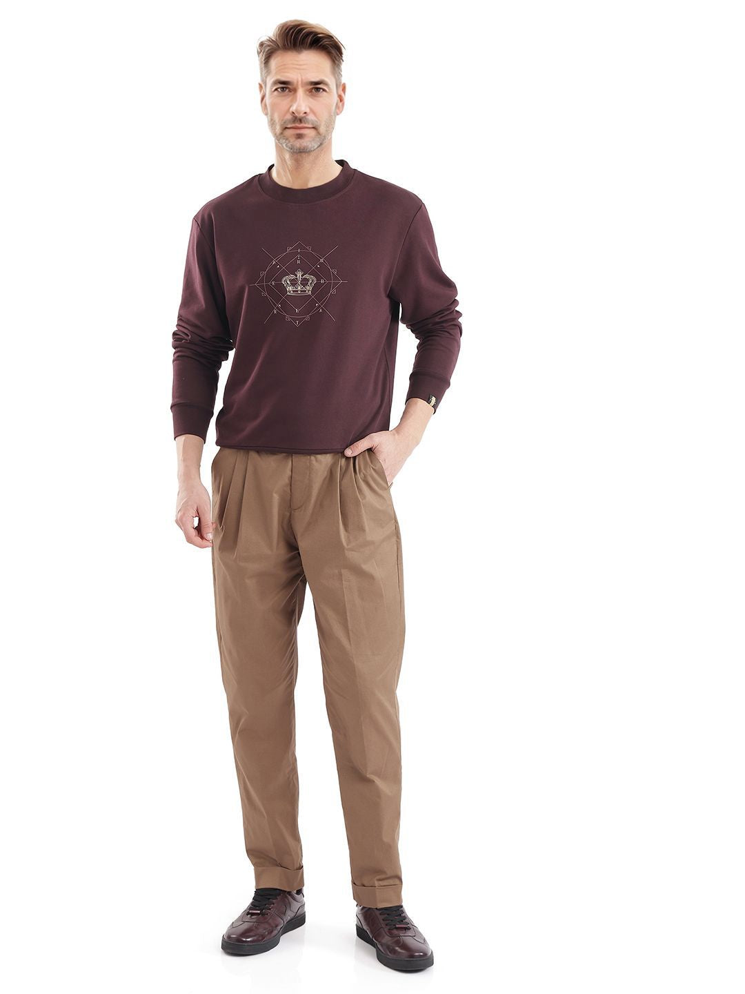 RARE RABBIT Men Printed Pullover Cotton Sweatshirt