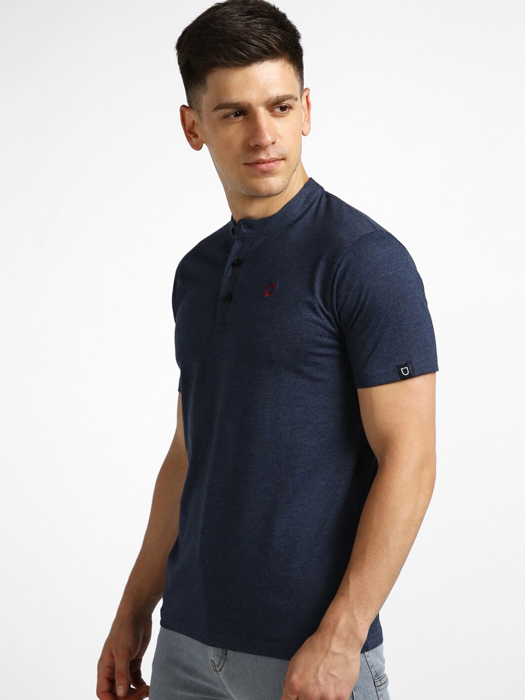 Urbano Fashion Mandarin Collar Cotton T-shirt