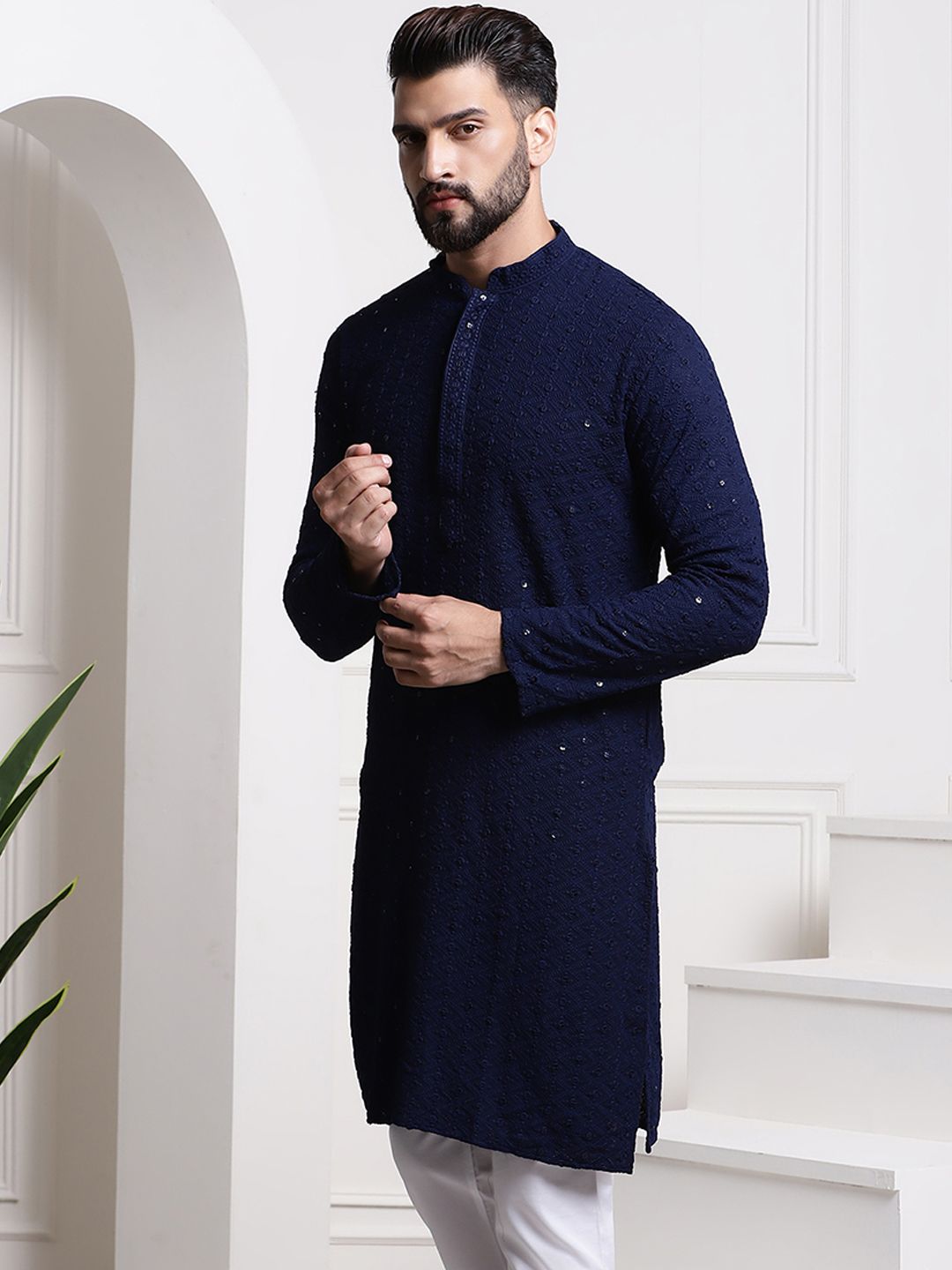 SOJANYA Kurta Kapas Tulen Dihiasi Labuci