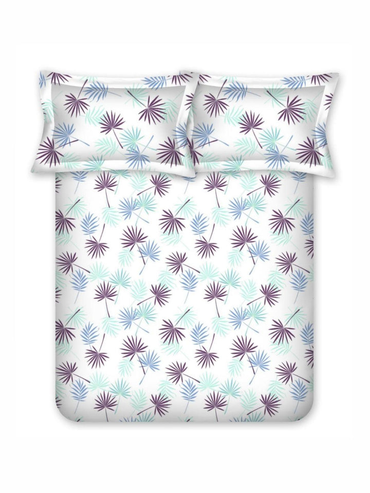 BOMBAY DYEING 525B Magenta & Blue Floral 164 TC Pure Cotton Queen Bedsheet Set