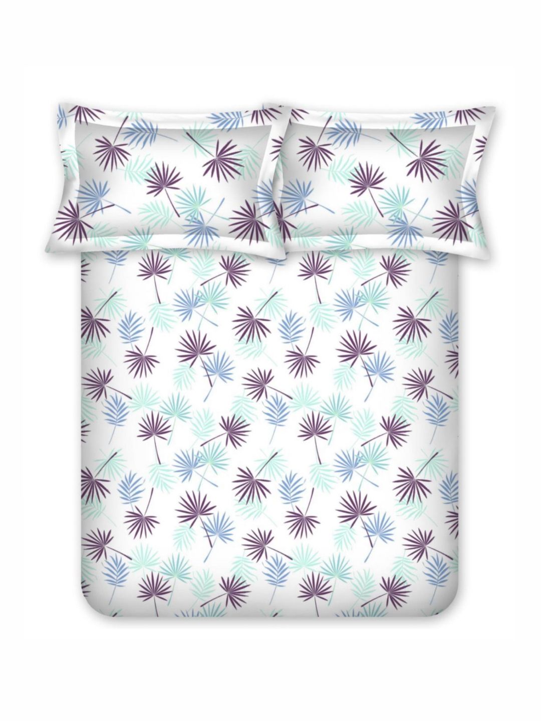 BOMBAY DYEING 525B Magenta & Blue Floral 164 TC Pure Cotton Queen Bedsheet Set