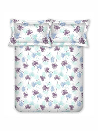 BOMBAY DYEING 525B Magenta & Blue Floral 164 TC Pure Cotton Queen Bedsheet Set