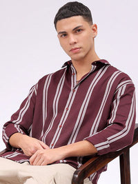 The Indian Garage Co Men Relaxed Fit Striped Dobby Textured Resortwear Shirt