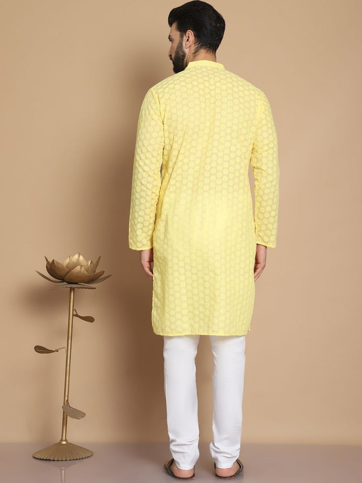 Anouk Men Ethnic Motifs Embroidered Regular Thread Work Pure Cotton Kurta with Churidar