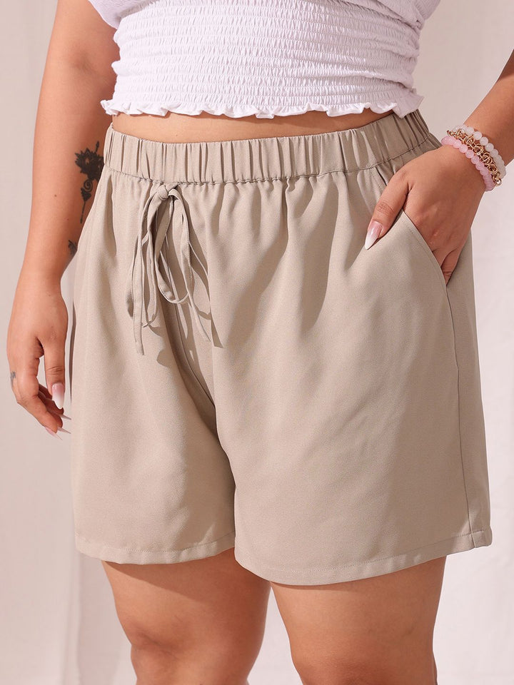 CURVY STREET Plus Size Long Sleeves Shirt With Shorts