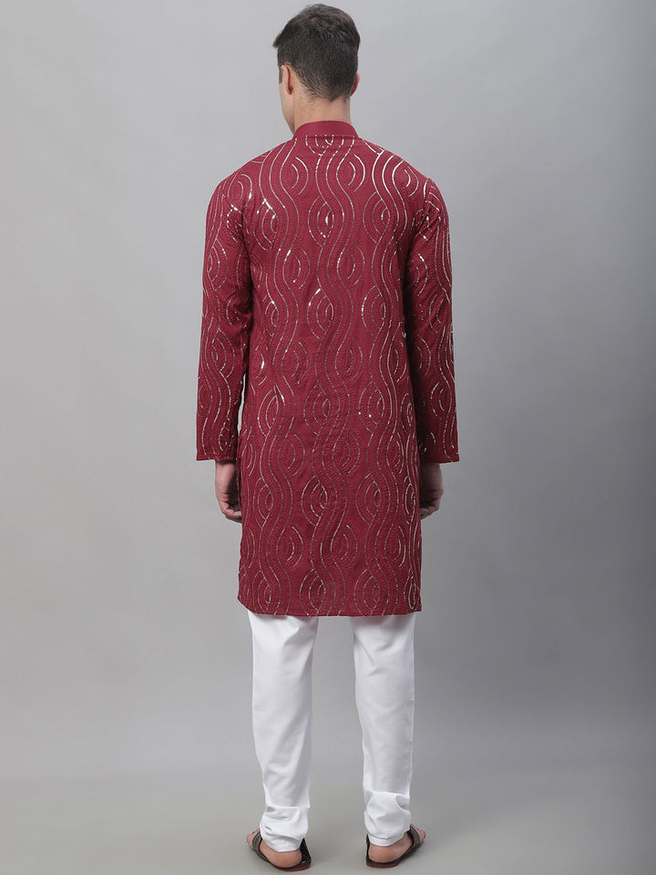 SOJANYA Sequin Embroidered Pure Cotton Kurta with Churidar