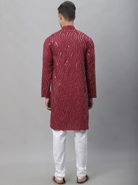 SOJANYA Sequin Embroidered Pure Cotton Kurta with Churidar
