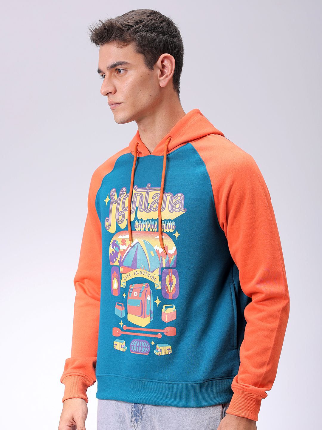 The Indian Garage Co Men Printed Hooded Sweatshirt