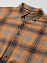 VASTRADO Men Classic Fit Spread Collar Checked Cotton Casual Shirt