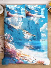 KLOTTHE Blue Floral Printed 400 TC Cadar King Superfine