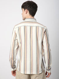 VASTRADO Men Classic Fit Spread Collar Vertical Striped Cotton Casual Shirt