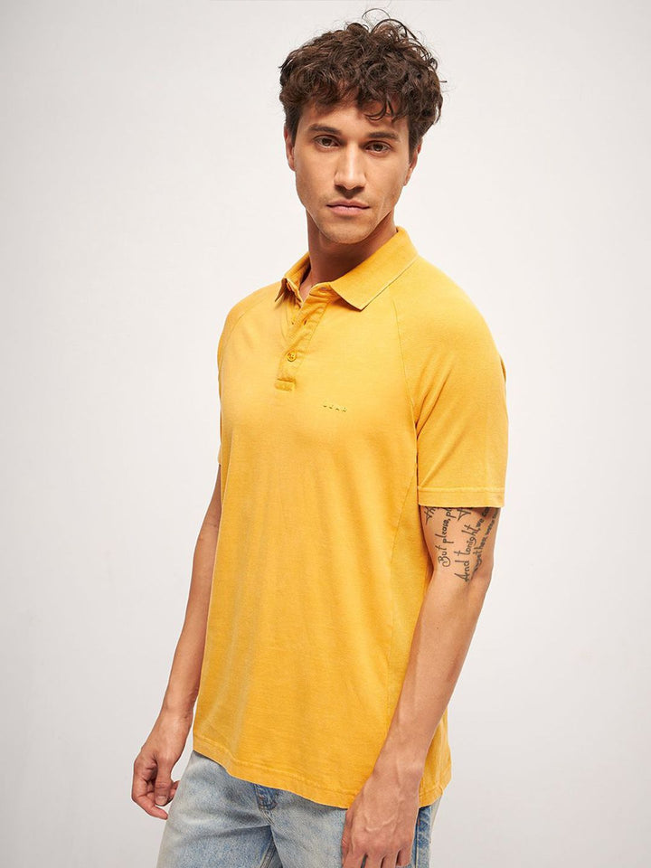 THE BEAR HOUSE Men Solid Polo Collar Pure Cotton T-shirt