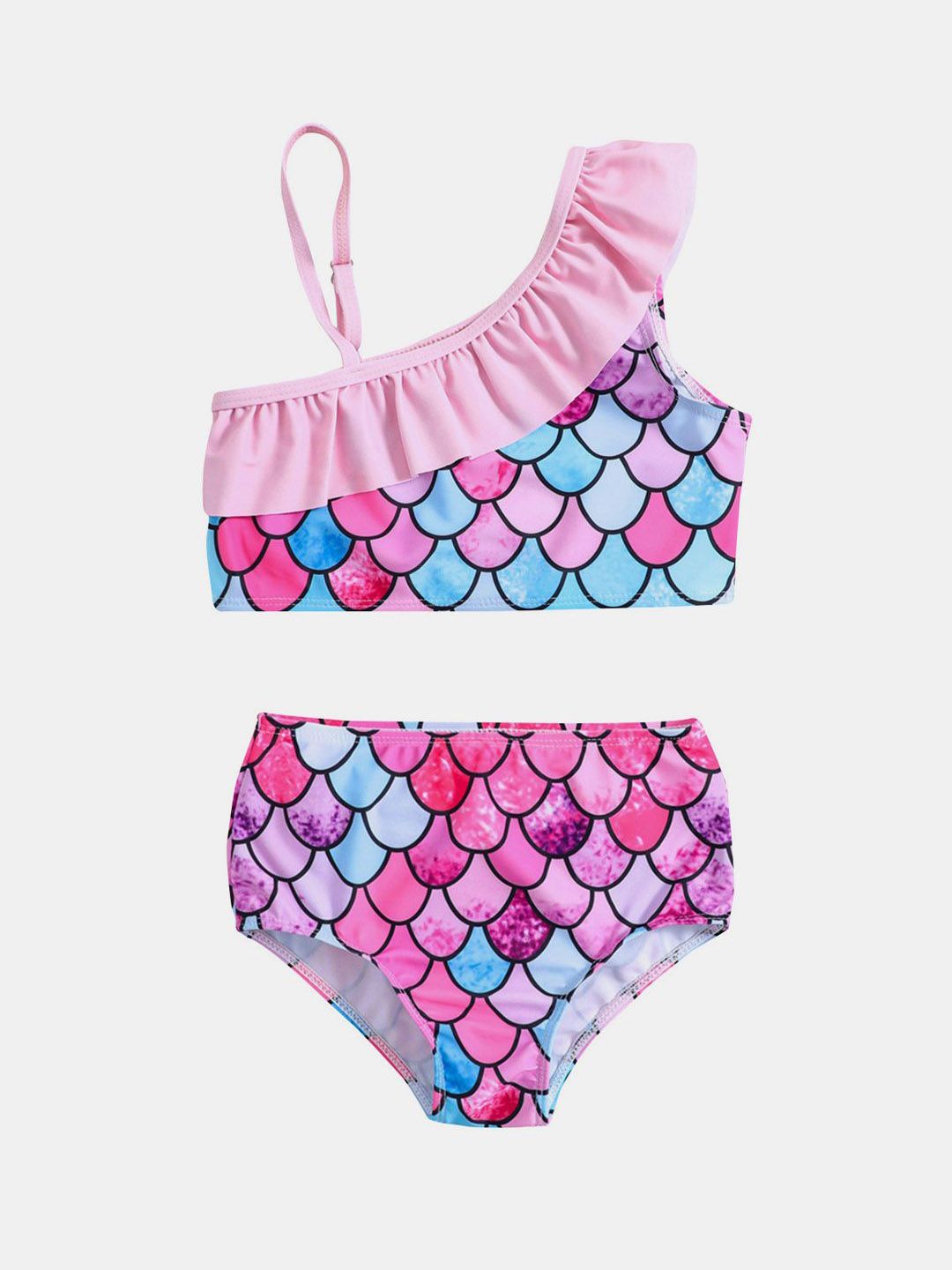 YK Girls Printed Sleeveless Swimset