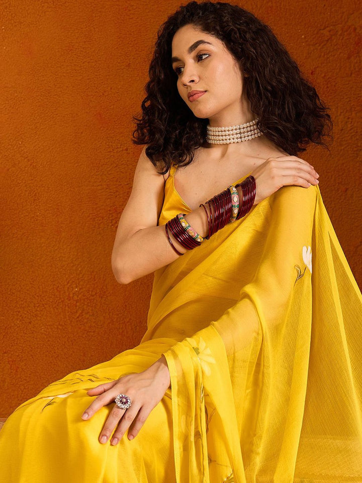 Saree mall Floral Poly Chiffon Sarees