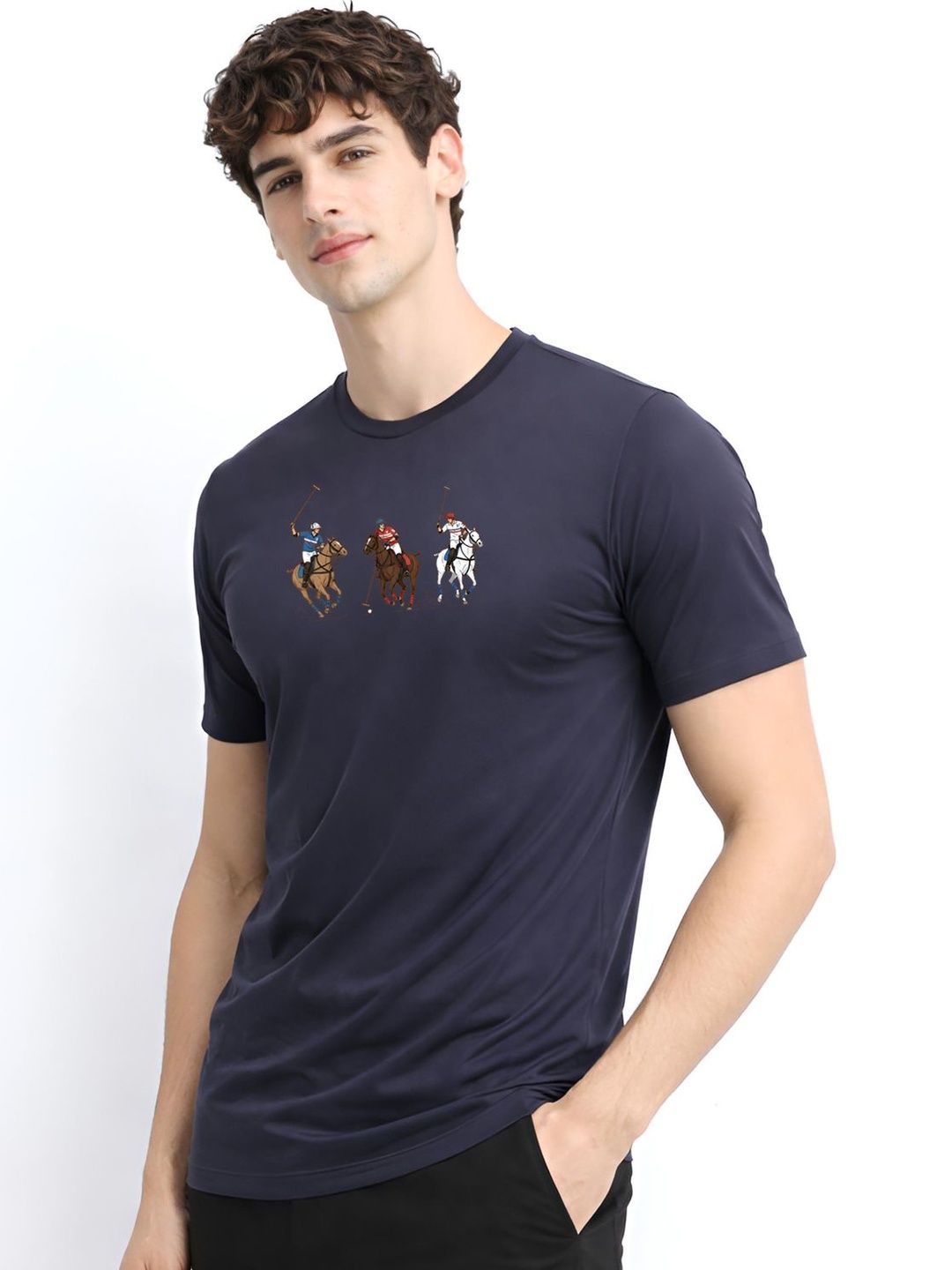 ADRO Graphic Printed Round Neck Short Sleeves Regular Fit Pure Cotton T-shirt