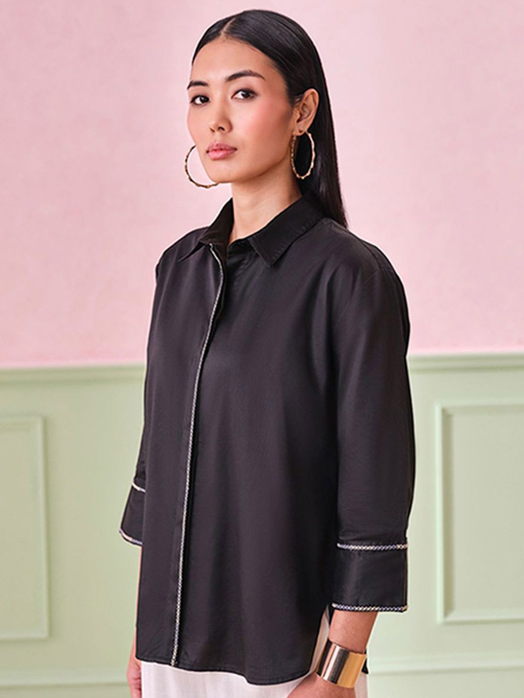 Dan wanita kapas baju kaunter pepejal