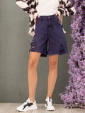 DressBerry Women Ripped Right Frayed Denim Shorts