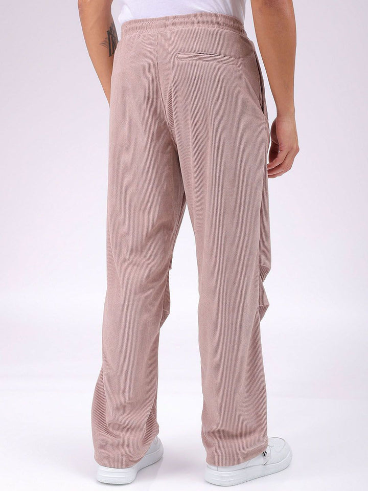 The Indian Garage Co Men Textured Tapered Fit Joggers Casual Trousers