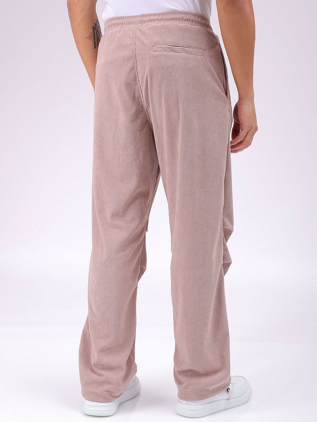 The Indian Garage Co Men Textured Tapered Fit Joggers Casual Trousers