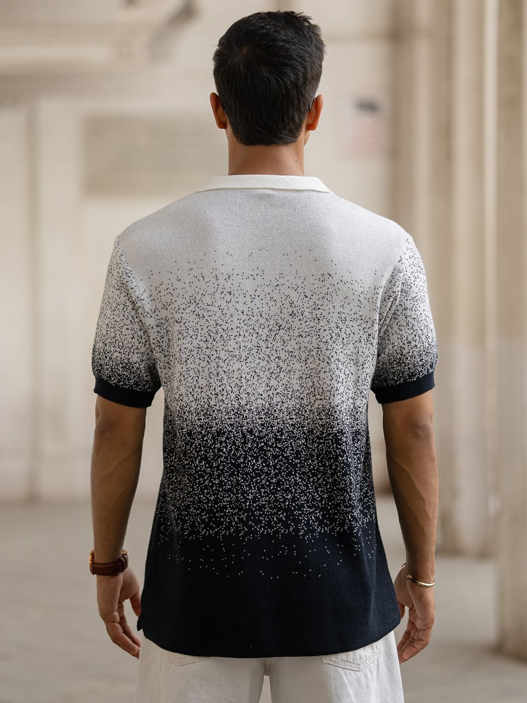 Powerlook Men Regular Fit Abstract Printed Polo Collar Cotton T-shirt