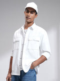 Locomotive Men Popcorn Dobby Textured Utility Pocket Oversized Overshirt