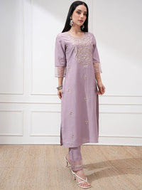 Vishudh Women Embroidered New Roman Kurta with Bottom and Nylon Organza Dupatta