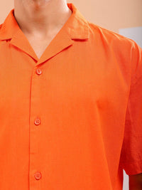 The Indian Garage Co Men Cuban Collar Relaxed Fit Pure Cotton Resortwear Shirt