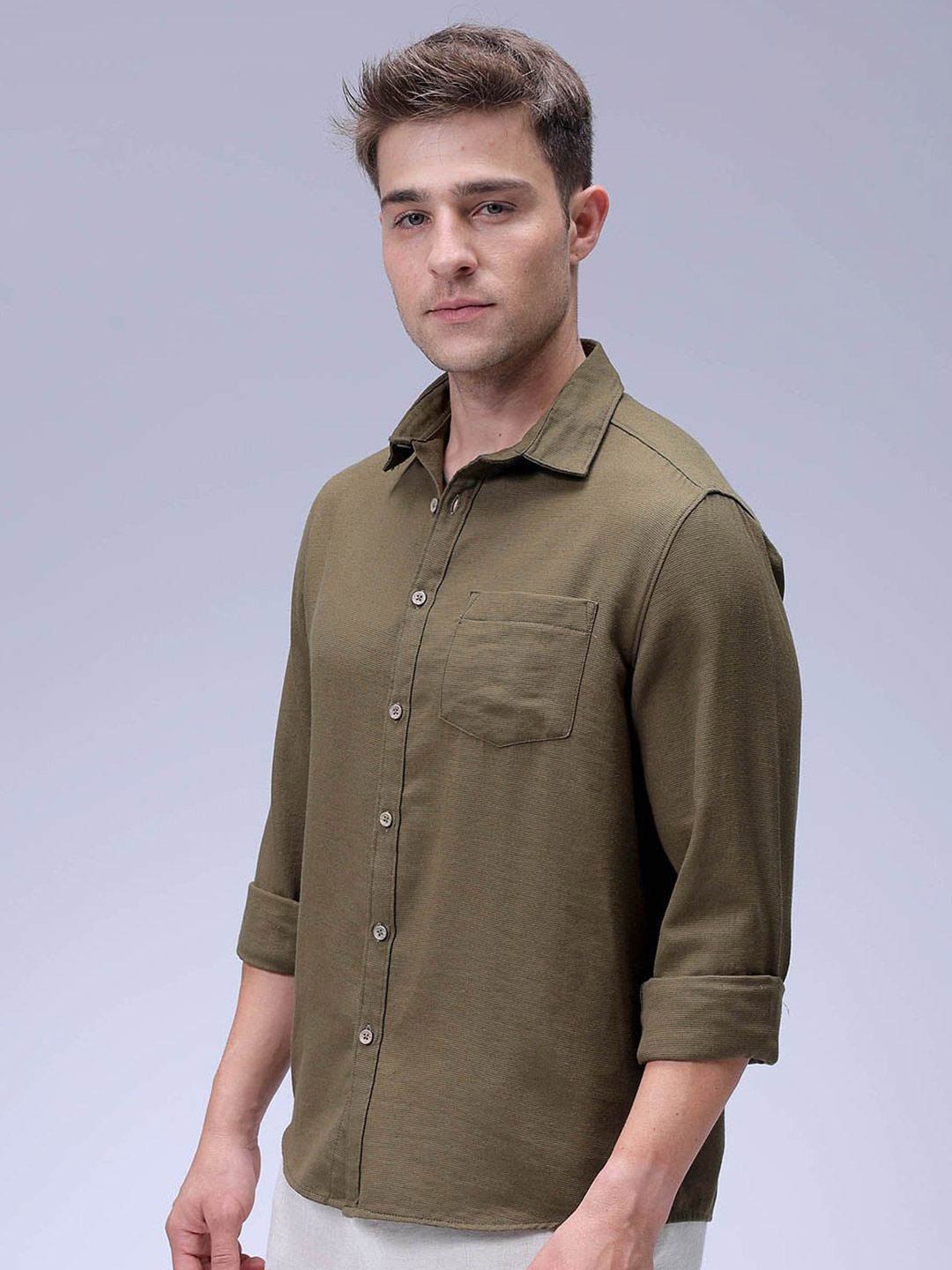 The Indian Garage Co Men Regular Fit Solid Resortwear Shirt