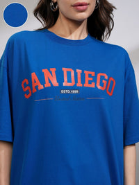 Street By Tokyo Talkies  Women Oversized Chest Printed T-Shirt