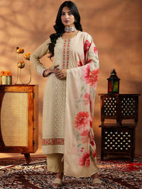 Libas Women Floral Embroidered Regular Thread Work Kurta with Trousers & With Dupatta