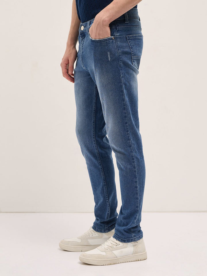 THE BEAR HOUSE Men Cotton Slim Fit Light Fade Jeans