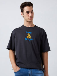 SPYKAR Men Typography Printed Round Neck Cotton Relaxed Fit T-shirt