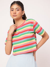 DressBerry Sweet Sensation Candy Stripes Cropped Boxy T-shirt